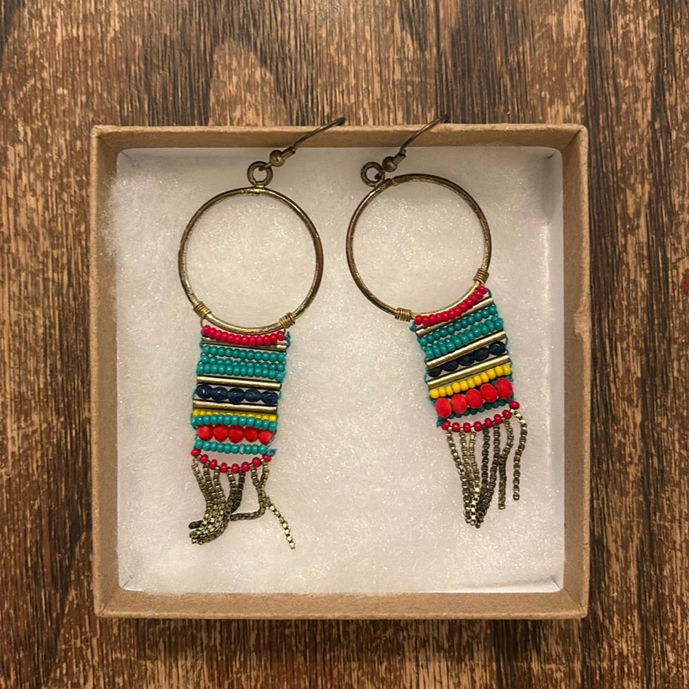 Vintage Noonday Collection Tapestry Beaded Earrings